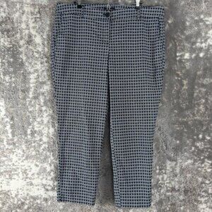 Hilary Radley Size 16 Geometric Abstract Casual Pants Blue Ankle Stretch Button